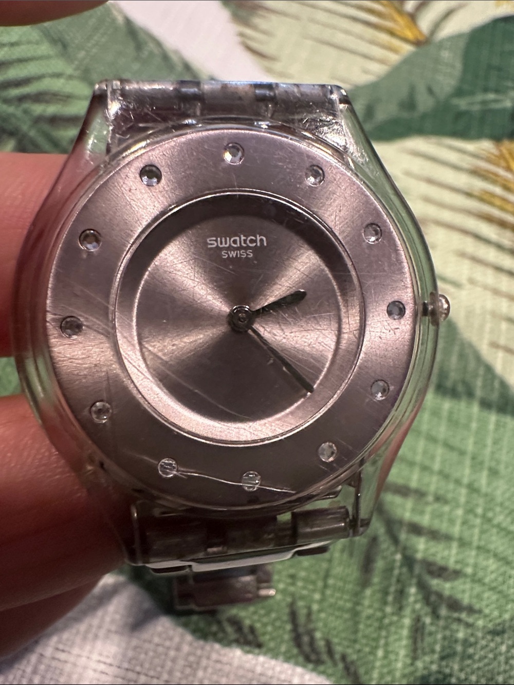 Swatch Silver Dial Clear Plastic Bracelet Watch